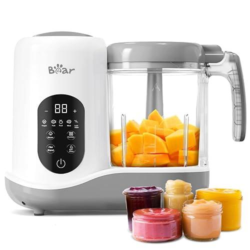 USADO-PRESENTA UNA MANCHA-Procesador de alimentos para bebés BEAR 2024, fácil de usar en un solo paso, pantalla táctil inteligente, blanco | Procesador de alimentos caseros todo en uno para una alimentación saludable, panel de visualización LED.