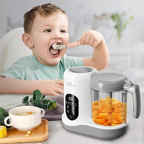 USADO-PRESENTA UNA MANCHA-Procesador de alimentos para bebés BEAR 2024, fácil de usar en un solo paso, pantalla táctil inteligente, blanco | Procesador de alimentos caseros todo en uno para una alimentación saludable, panel de visualización LED.