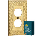 Rio Salto Laurel Collection Placa de Pared Dúplex Latón Cepillado Dorado | Decorativa Premium 5" x 3.13" (Paquete de 2 Unidades)