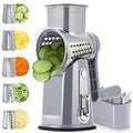 Rallador de Queso Rotatorio con Mango - 5 Cuchillas, Base de Succión, Rebanador Mandolina