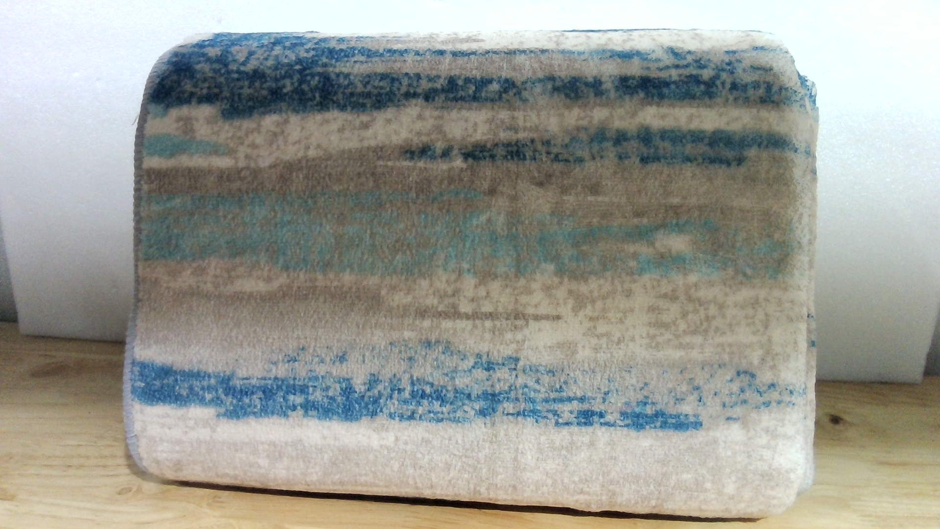 Lansny Alfombra moderna abstracta de 3 x 10 pies, alfombra de pasillo lavable azul para cocina, antideslizante, suave, alfombra delgada de impresión falsa de lana para entrada, dormitorio