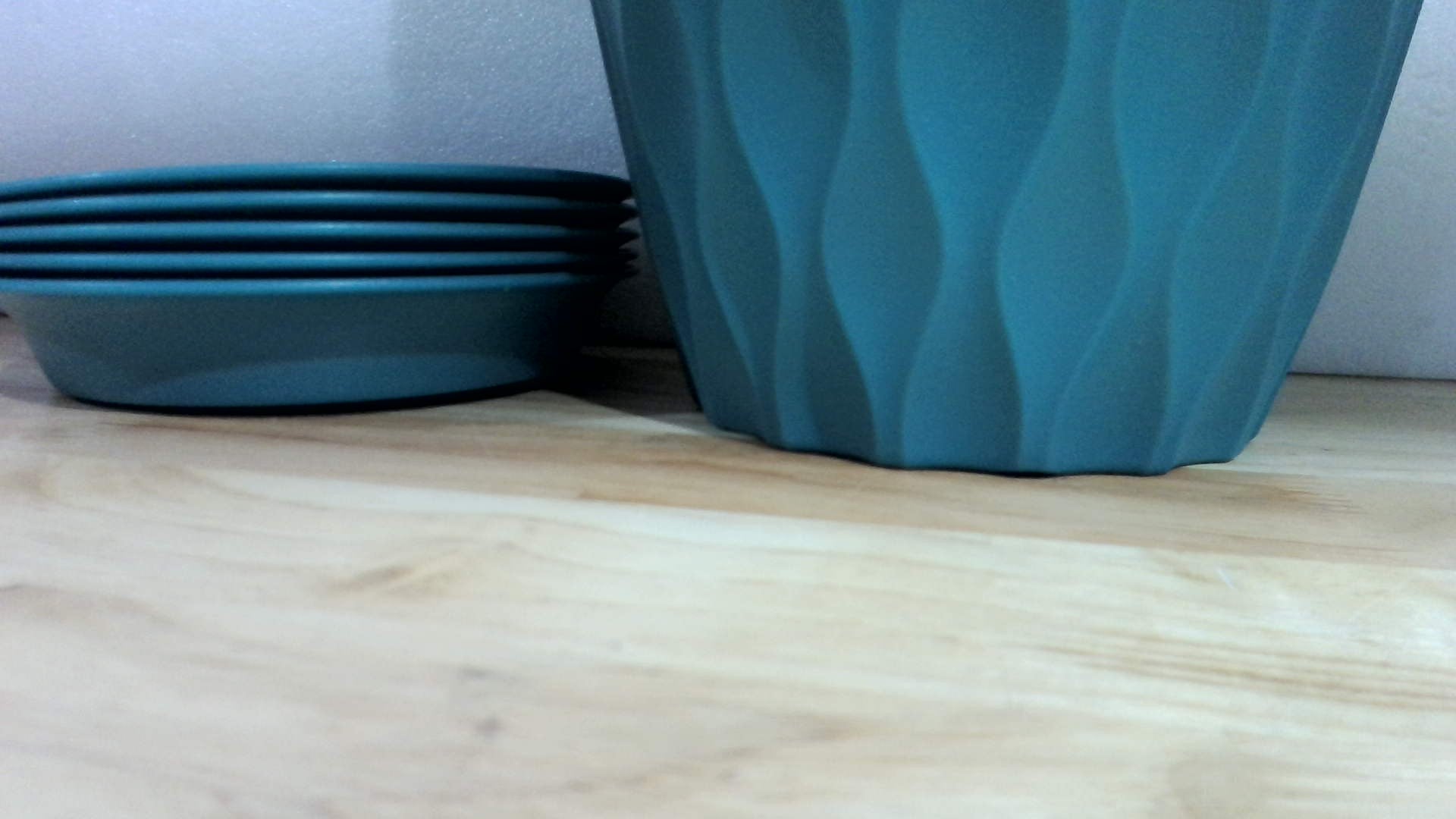Macetas Meowell 7" Azul Verdoso | Pack de 5 con Drenaje, Platillos y Textura 3D