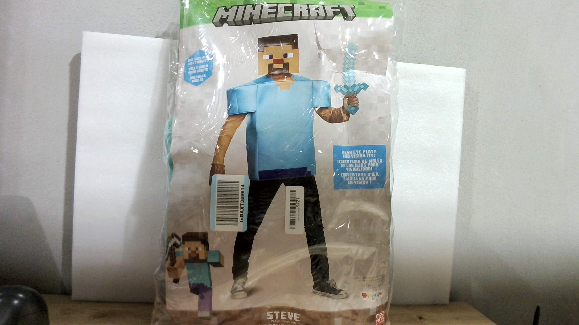 Disfraz Steve Minecraft Licencia Oficial | ADULTO Talla L/XL | Túnica + Máscara 3D