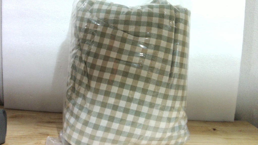 Juego de Cama 4 Piezas | Cuadros Verdes y Café Claro | Ropa de Cama Decorativa