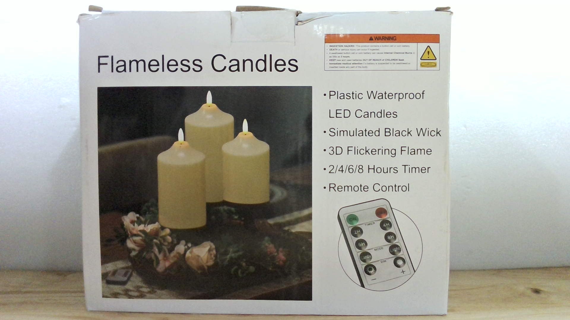 Velas de Pilar Sin Llama Marfil LED Parpadeantes Juego de 3 – Cera Real con Pilas ⚠️ EL CONTROL NO FUNCIONA