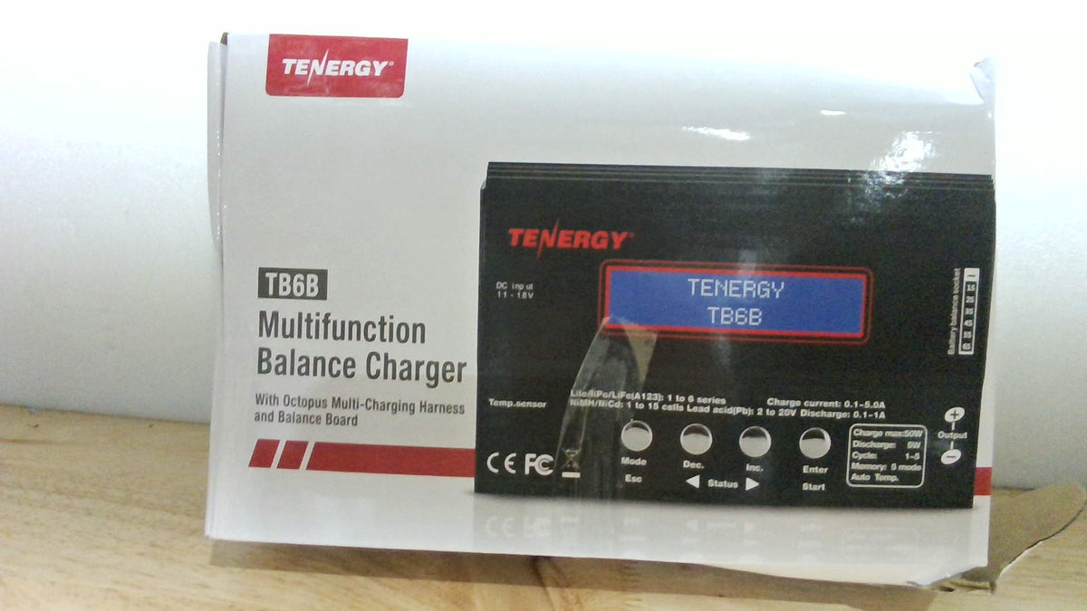 Cargador Equilibrador Digital Tenergy 1S-6S para Baterías Li-Fe, Li-Po, NiCd y NiMH – Con Conectores Tamiya, JST, EC3, HiTec, Deans + Bolsa Lipo
