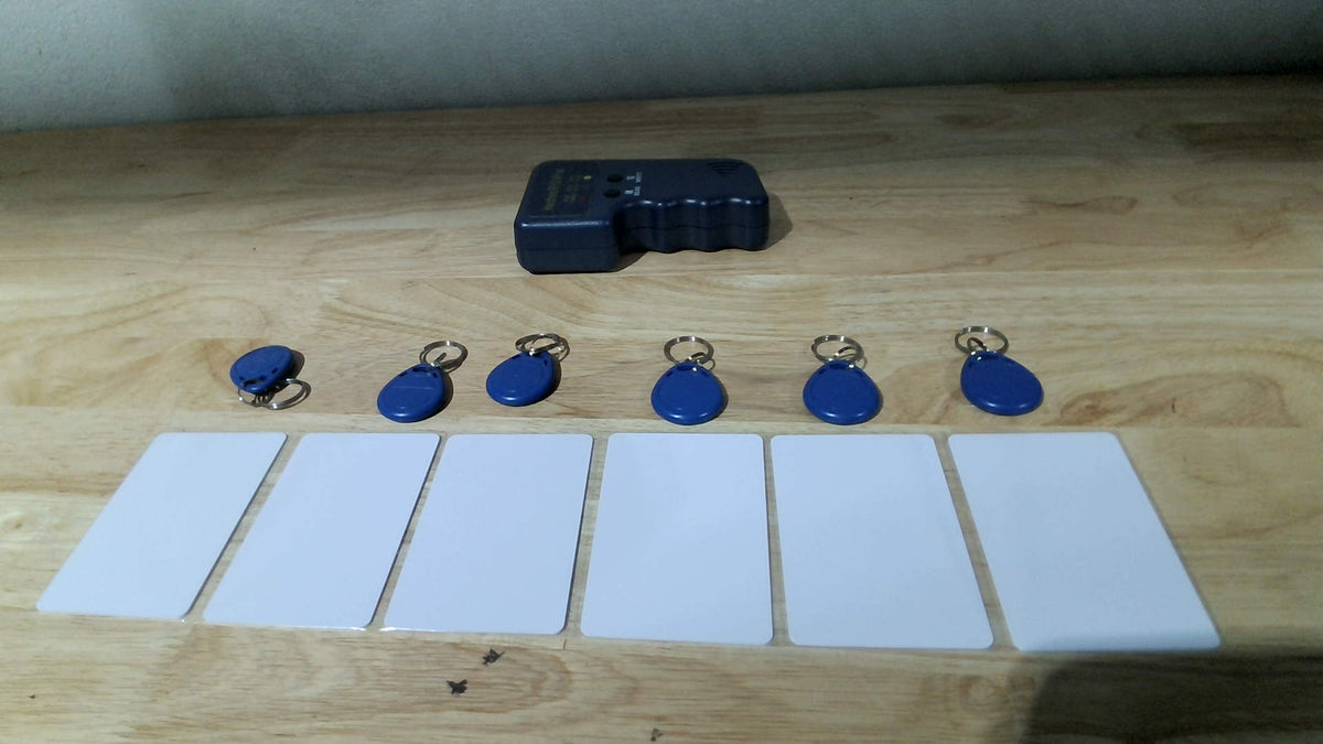 Lector Escritor Tarjeta RFID 125KHz Portátil Tarjeta ID Inteligente para T5577 o EM4305, Incluye 6 Tarjetas Blancas y 6 Llaveros T5577 Grabables Rellenos Medias Navidad Hombre