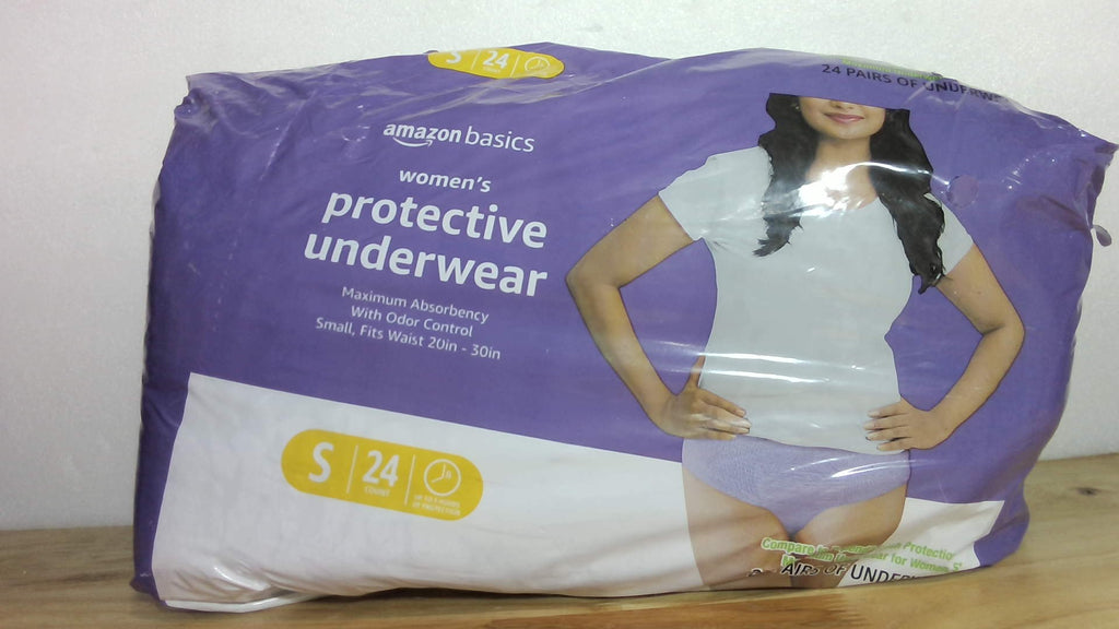 Amazon Basics - Ropa interior protectora para mujer, para incontinencia y posparto, máxima absorción, talla S, lavanda, 24 unidades, (1 paquete de 24 unidades)