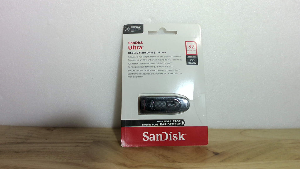Memoria USB SanDisk Ultra de 32 GB, USB 3.0, velocidad de lectura de hasta 130 MB/s, color negro.