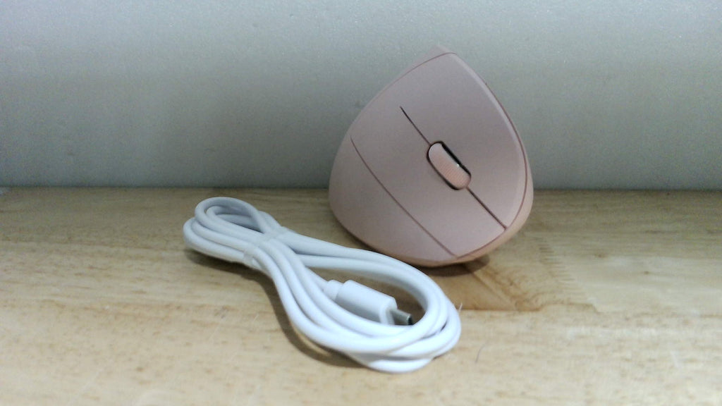 Ratón Ergonómico TECKNET Recargable 2.4G+Bluetooth Vertical DPI Ajustable 6 Niveles Óptico Inalámbrico Túnel Carpiano Mano Derecha Portátil PC Computadora MacBook iPad Rosa