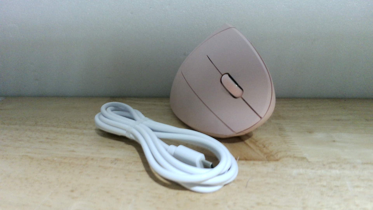 Ratón Ergonómico TECKNET Recargable 2.4G+Bluetooth Vertical DPI Ajustable 6 Niveles Óptico Inalámbrico Túnel Carpiano Mano Derecha Portátil PC Computadora MacBook iPad Rosa