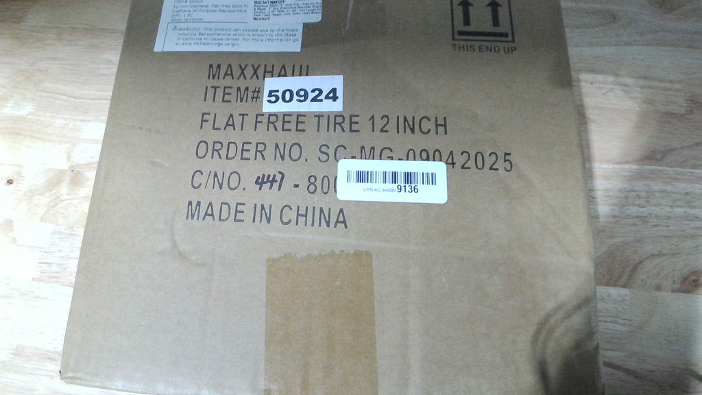 Llanta Sólida sin Aire MaxxHaul 30cm 4.10/3.50-15cm Rueda con Orificio de 2.5cm con Adaptador de 1.6cm - Rodamientos Dobles Sellados Centro de 9.5cm - Remolque Carrito/Reemplazo de Carretilla - Capacidad 150kg 1-Paquete (50924)