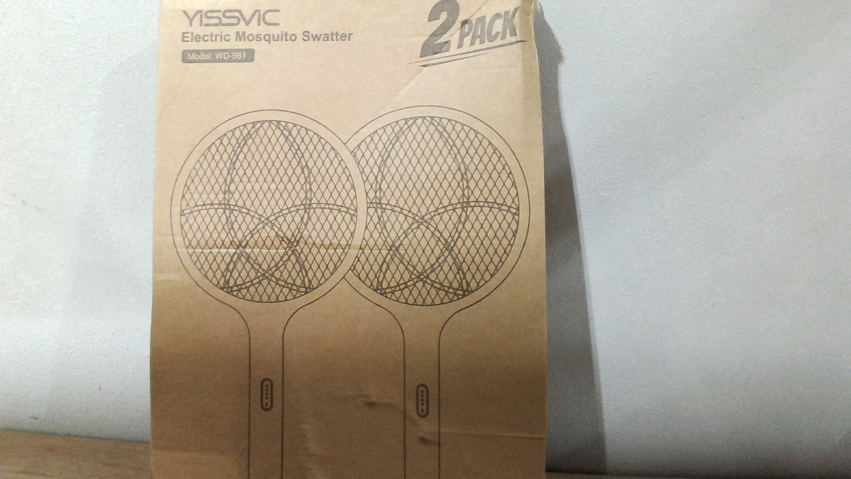 Matamoscas Eléctrico YISSVIC 4000V Dos Modos Luz Púrpura Recargable para Interiores, Oficina, Patio, Camping - Paquete 2, Negro