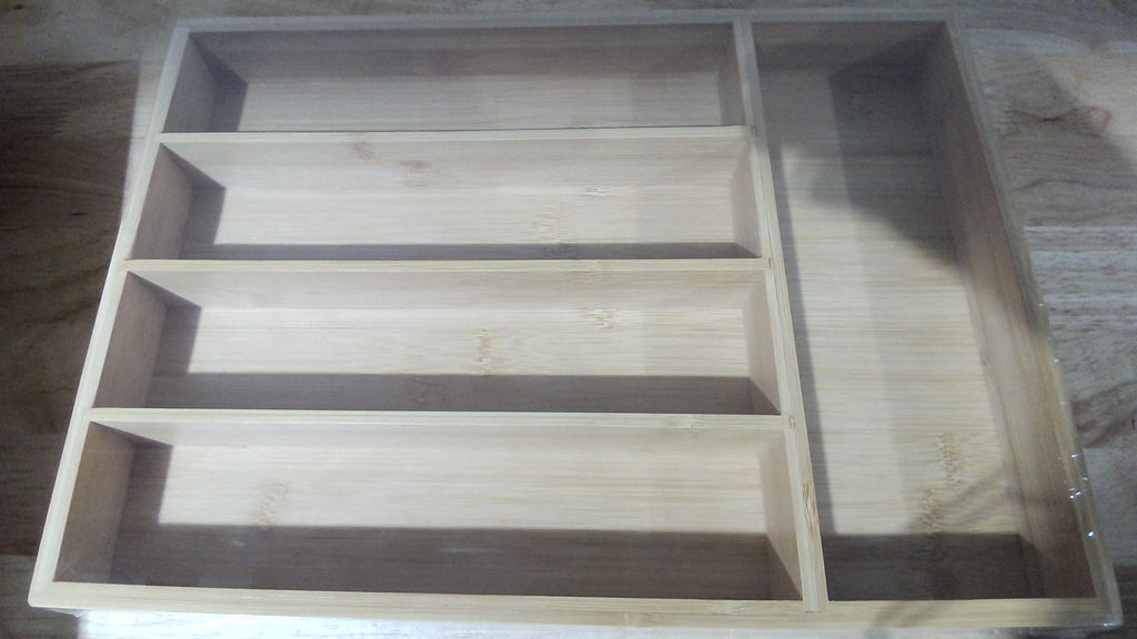 Organizador de cubiertos para cajones de cocina, organizador de utensilios de bambú