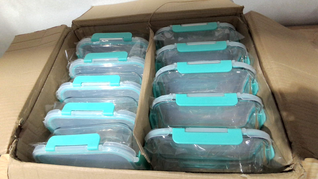 KOMUEE 10 Paquetes Contenedores de Vidrio para Preparación de Comidas 900ml, Contenedores de Almacenamiento de Comida de Vidrio con Tapas Herméticas, Cajas de Almuerzo Bento, Microondas, Horno, Congelador y Lavavajillas, Verde