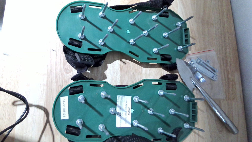 Zapatos aireadores para césped, 4 agujetas, plegables para jardinería, caminar, sandalias para patio