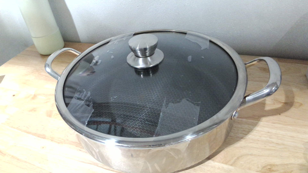 Sartén de acero inoxidable 316L, wok hexagonal antiadherente de 12.5 pulgadas con tapa, dos asas para sostener