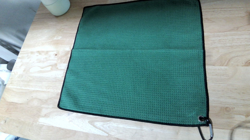 Toalla de golf triple plegable, tela de microfibra de alta calidad, patrón de gofre, con mosquetón resistente