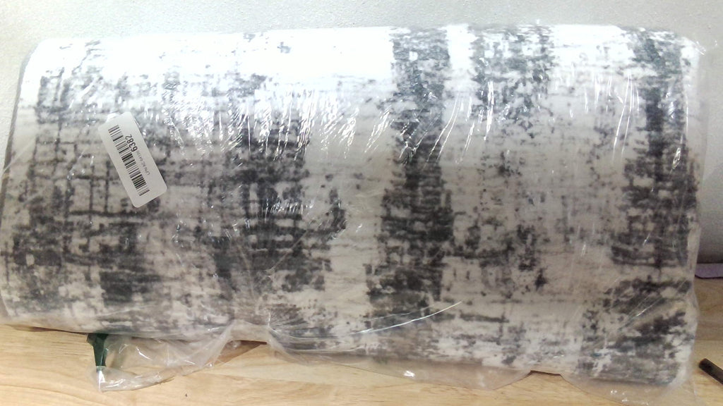 Alfombra Moderna Abstracta Enqinar 0.91 x 1.52 metros, Alfombra Gris Suave para Entrada, Alfombra de Área Lavable a Máquina Antideslizante para Dormitorio, Pila Baja Resistente a Manchas, Gris Blanco