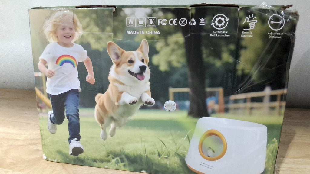 Lanzador Automático de Pelotas para Perros RFPP, Lanzador de Pelotas para Perros, 3 Distancias Ajustables 6-14 Metros, con 6 Pelotas ETPU de 5.8cm, para Perros Pequeños/Medianos, Juguetes Interactivos Interiores y Exteriores