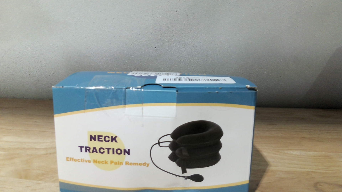 Dispositivo de Tracción Cervical Inflable Ajustable para Dolor de Cuello, Soporte y Descompresión, Uso en Casa (Gris)