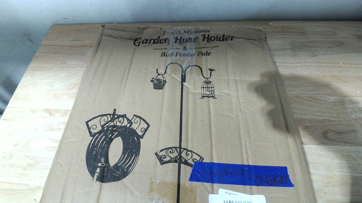 Soporte Manguera Jardín 2 en 1 Mejorado, Resistente 224 cm Independiente, Ganchos Pastores Ajustables, Almacenamiento Desmontable con Poste Comedero Pájaros