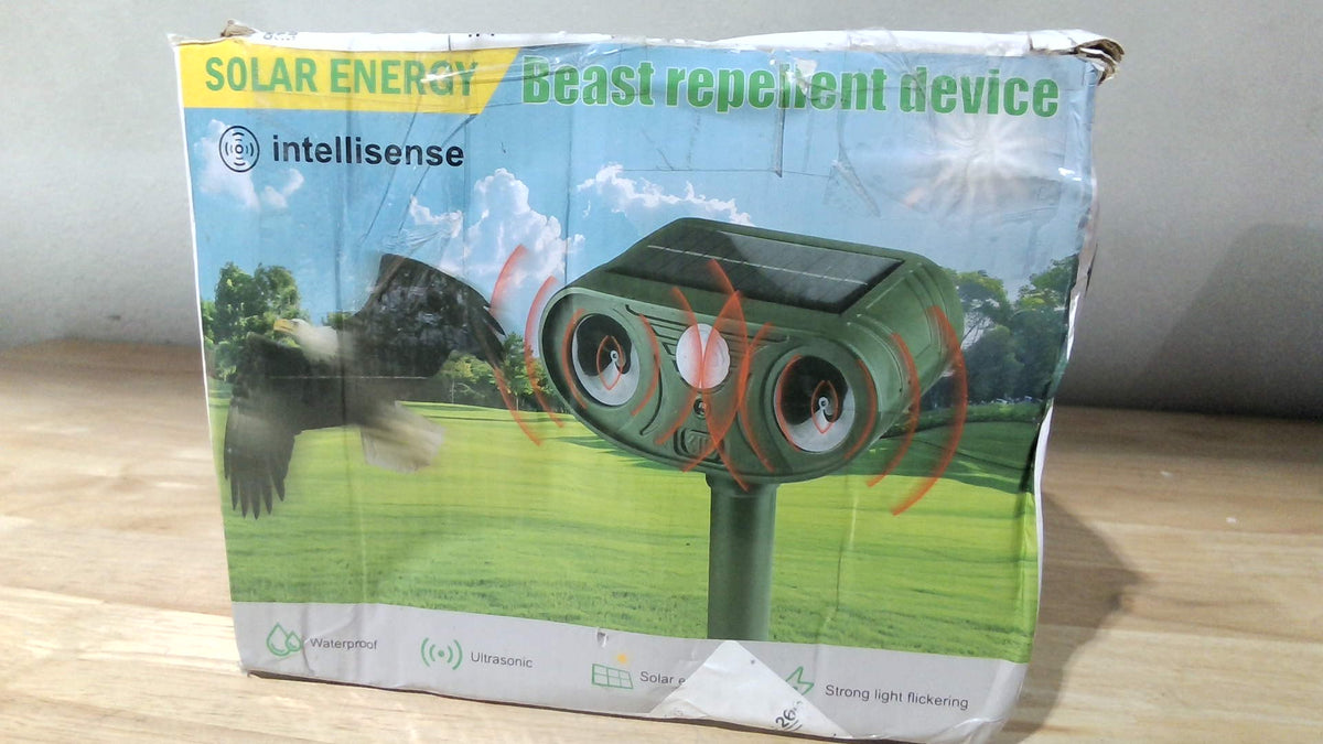 Repelente Animal Solar Ultrasónico 2026 IP65, Sensor Movimiento Luz Estroboscópica, a Prueba de Agua, Ahuyenta Gatos Ardillas Conejos Mapaches Perros Jardín (2 Pack)