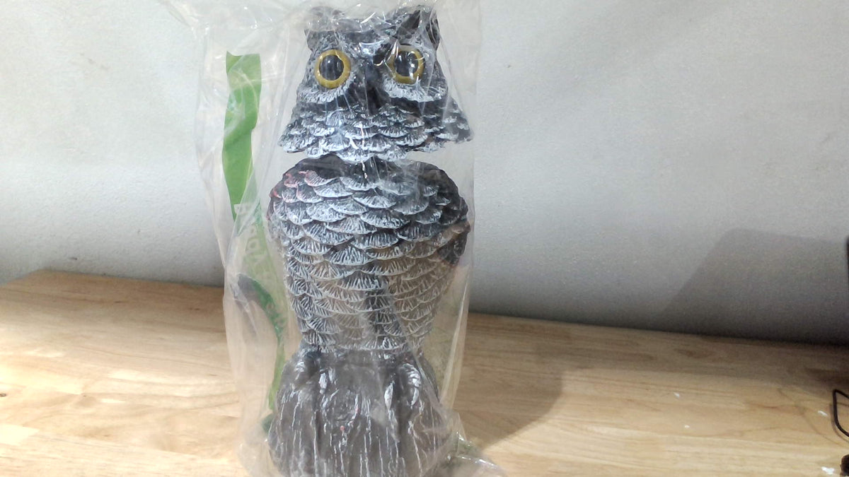 Señuelos Búho CTREE Ahuyentador Pájaros Cabeza Giratoria, Enemigo Natural Disuasor Ojos Realistas Forma Impermeable Espantapájaros Control Pájaros