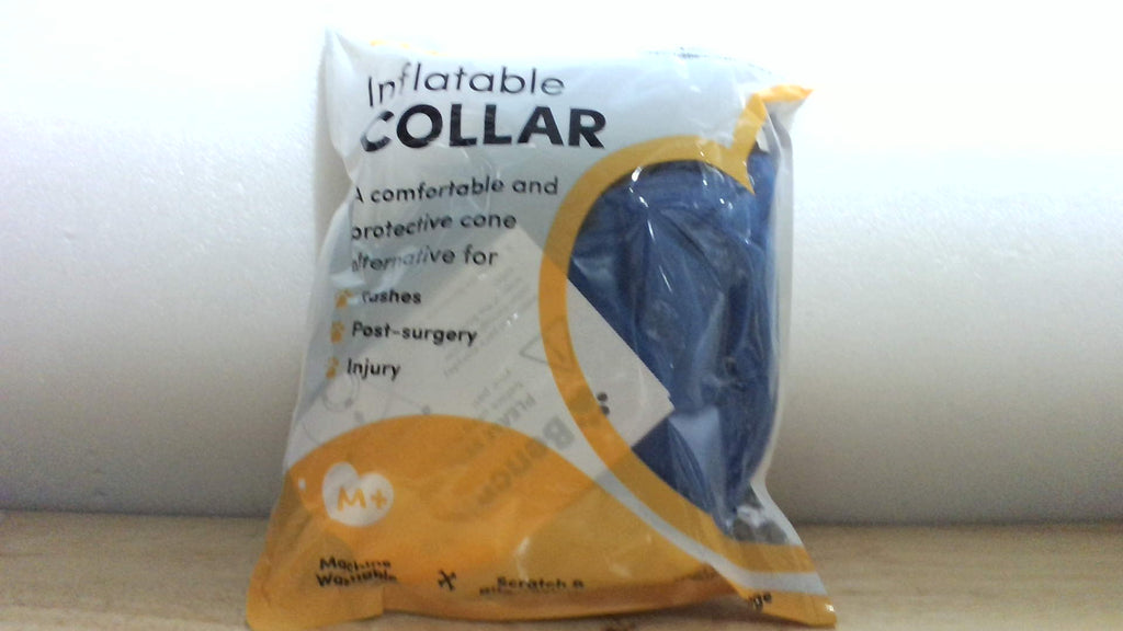 Collar Cono Perro Inflable BENCMATE Alternativa, Cono Suave Perro para Perros Pequeños Medianos Grandes y Gatos, Cuello Recuperación ECollar Collar Dona Después Cirugía (Mediano+, Azul)
