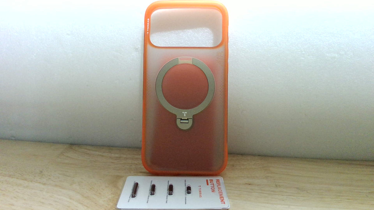 Funda TORRAS Ostand Q3 Air iPhone 17 Pro Max Soporte Magnético 360° Compatible MagSafe Grado Militar Prueba Caída Control Cámara Antichoque 17.5 cm Naranja Horizonte