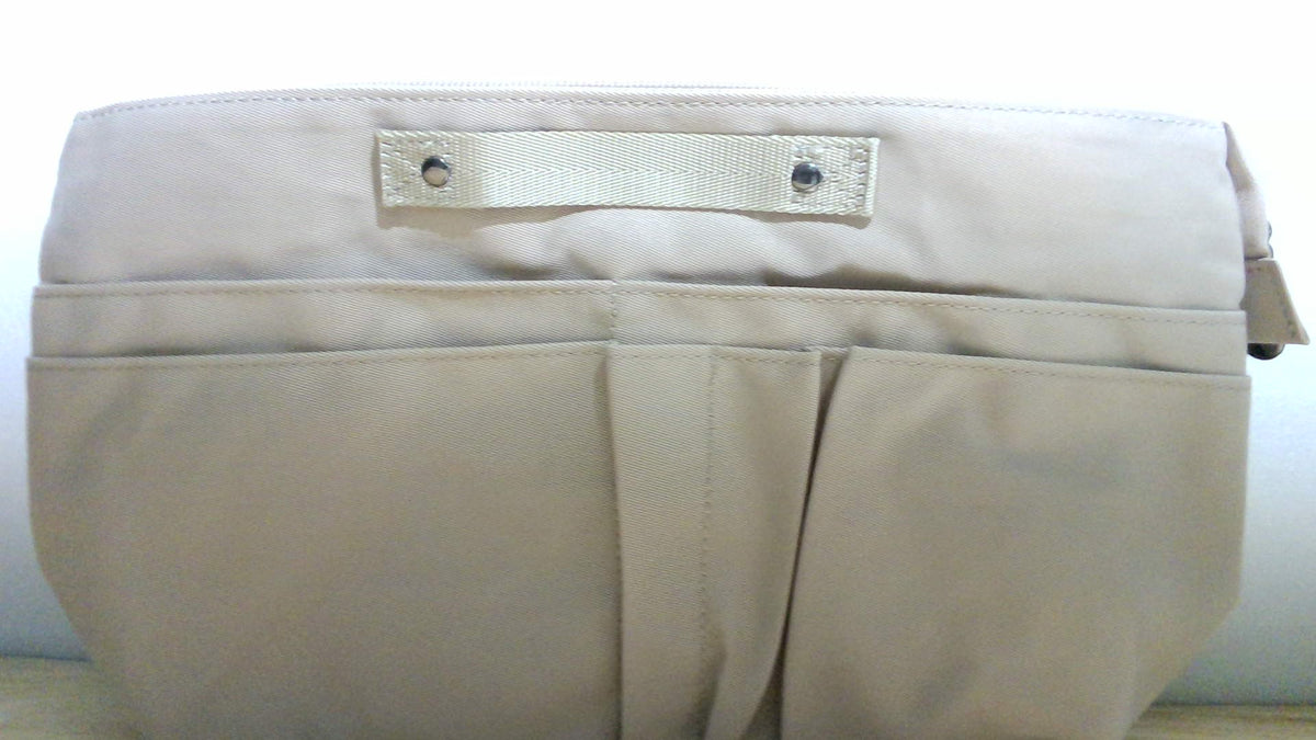 Organizador de Cartera HyFanStr para Bolsas de Mano, Inserto Organizador con Cierre para Bolsas Tote, Bolsa Interior con 15 Bolsillos para Mujeres (Beige)