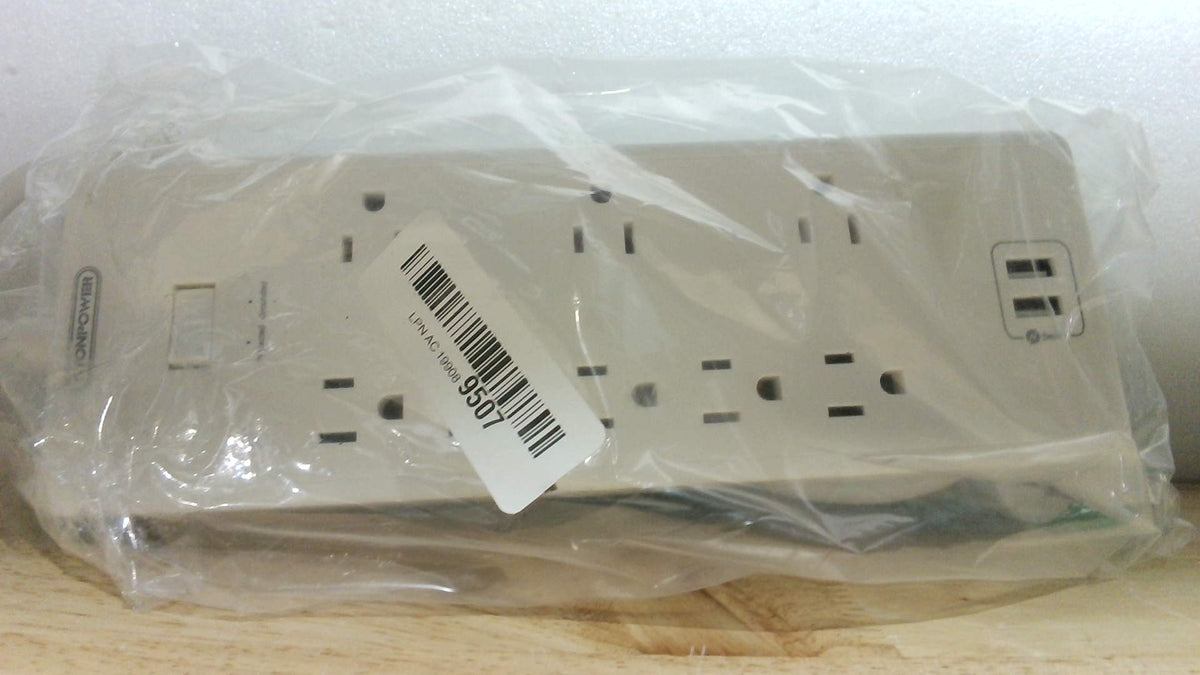 Regleta Protectora de Sobretensiones con Cable de 3m, 8 Tomas y 2 Puertos USB | Enchufe Plano, Montaje en Pared