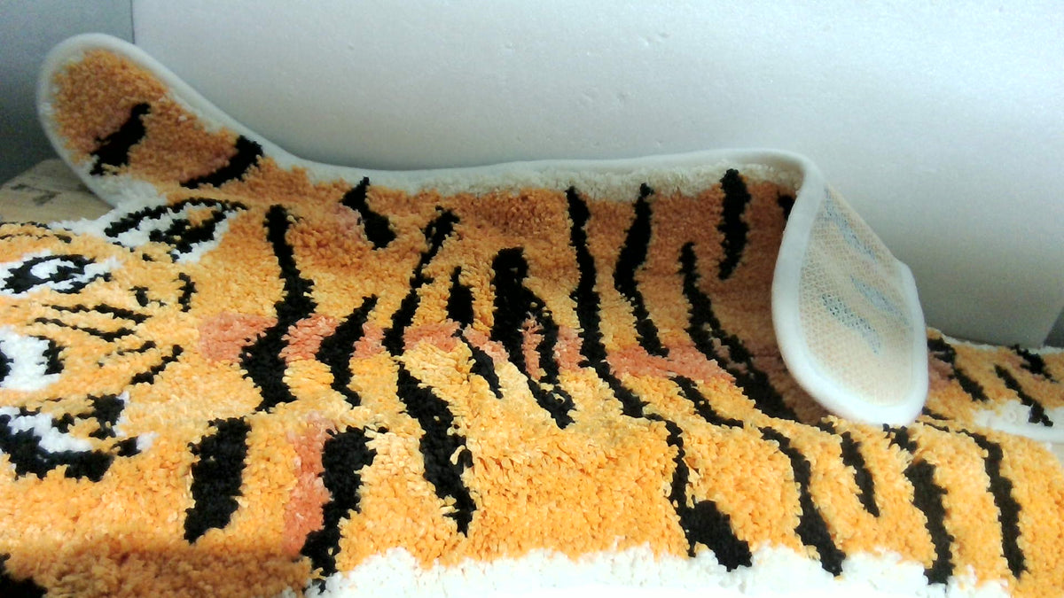 Tapete de Baño Tigre Naranja FURSTORE 33.1x21.7 Pulgadas | Microfibra Suave, Antideslizante, Lavable, Diseño Caricatura