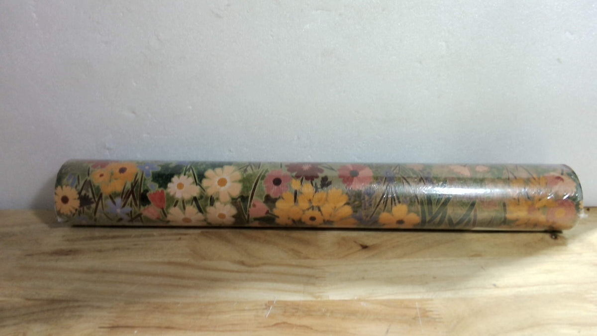 Papel Tapiz Floral Autoadhesivo y Removible 17.3"x118" – Vinilo Impermeable Estilo Boho Vintage | Verde, Rosa y Amarillo