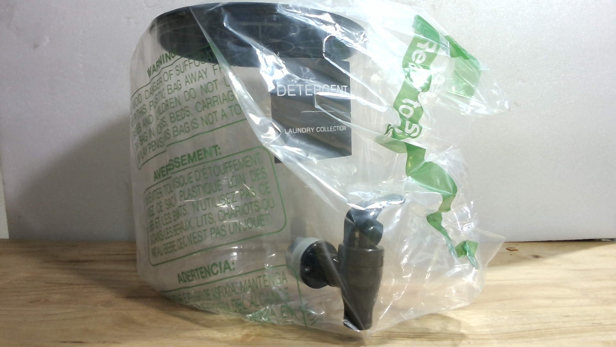 Dispensador de Detergente de Vidrio para Lavandería – 128 oz / 3.5L, Grifo Plástico, Negro, 1 Pieza