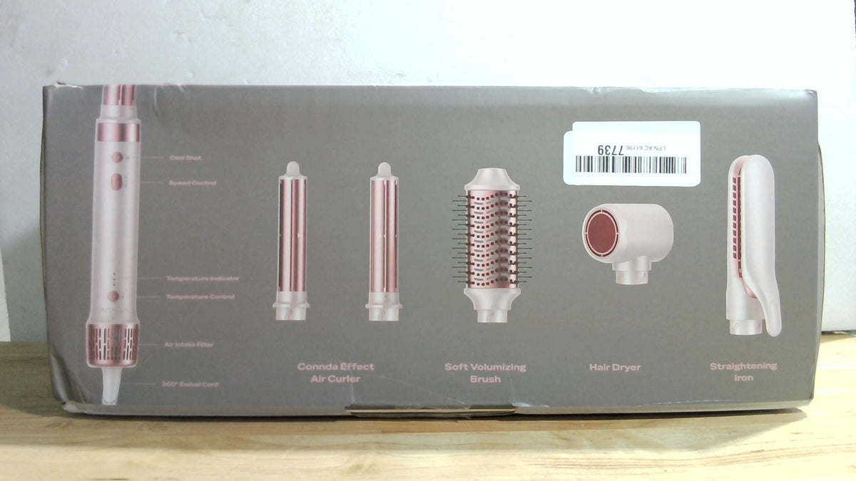 Set Secador Moldeador de Aire Caliente 5 en 1 con Cepillo – Alisa, Riza y da Volumen, Anti-Frizz, Bolsa de Viaje