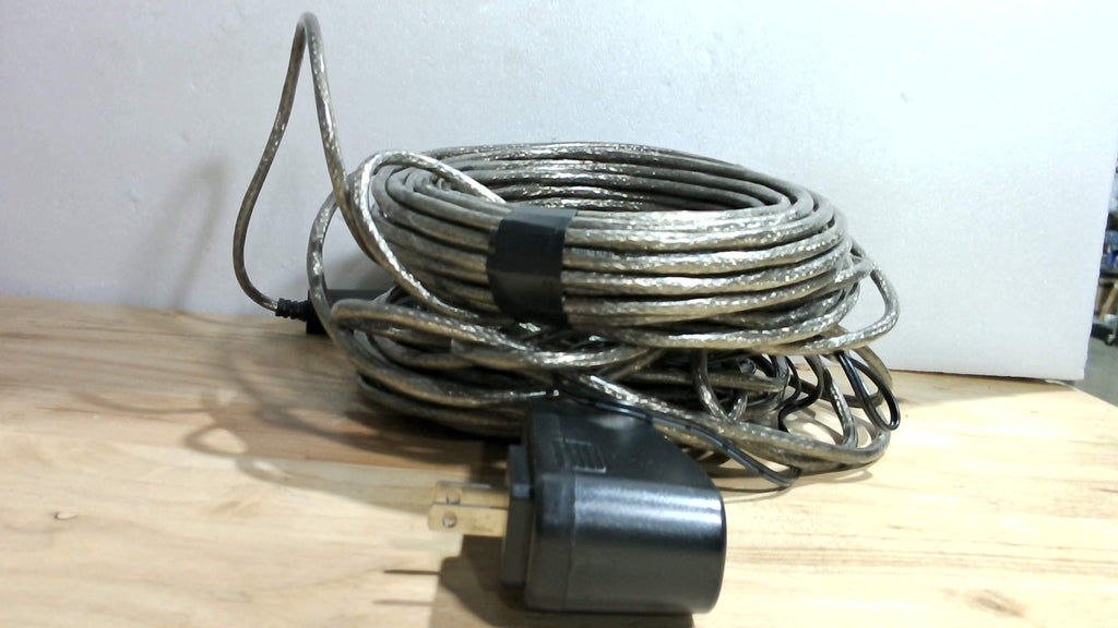 Cable de Extensión USB Activo 100 Pies – USB 2.0 A Macho/Hembra, 2 Chipsets Amplificadores, Cobre 22AWG, Fuente AC