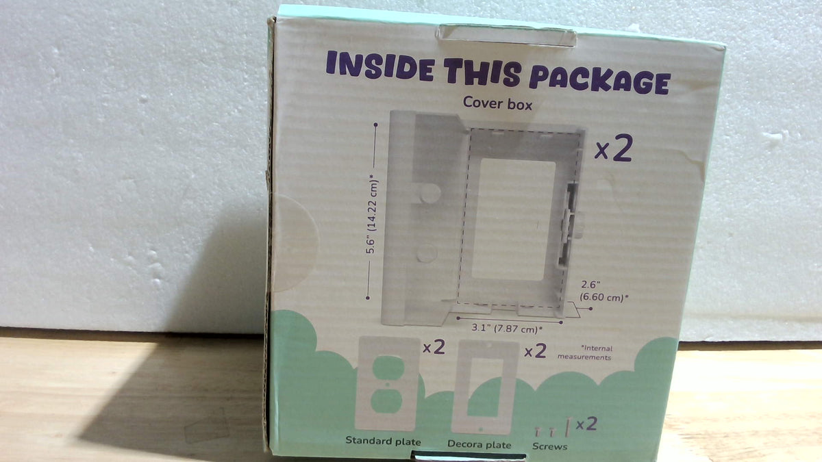 Caja Protectora de Tomacorriente para Bebés Pack 2 | Doble Seguro Patentado, Instalación 3 Pasos, Espacio Extra para Enchufes, Blanco