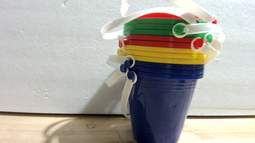 Didaey 12 Pcs Sand Buckets Beach Pails Kids,5 Inch,Red,Yellow,Blue,Green | Plastic Pails with Handles, Sandbox Play Water Carrying, Summer Party Favors, Colorful Beach Toys, Castle Building Molds