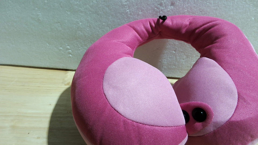 Almohada de Viaje para Niños INFANZIA – Soporte de Cuello y Mentón para Auto y Avión, Rosa