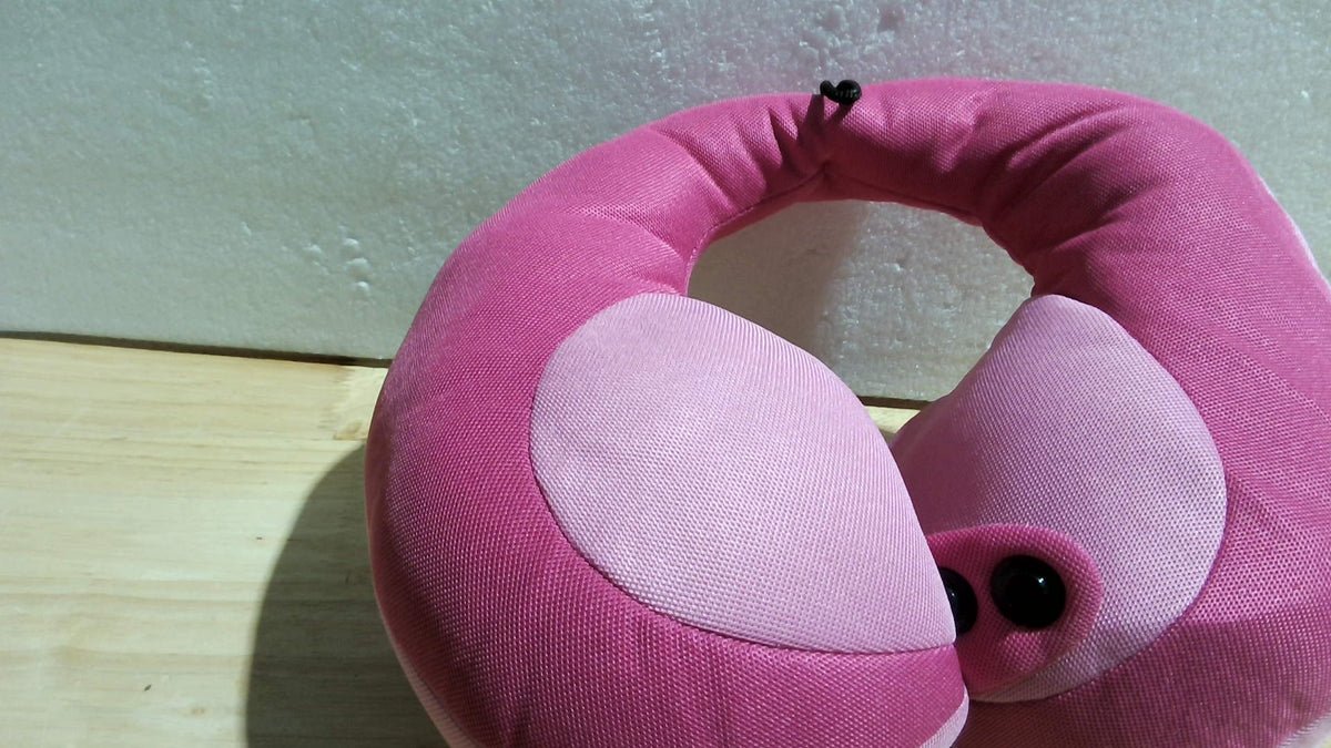 Almohada de Viaje para Niños INFANZIA – Soporte de Cuello y Mentón para Auto y Avión, Rosa