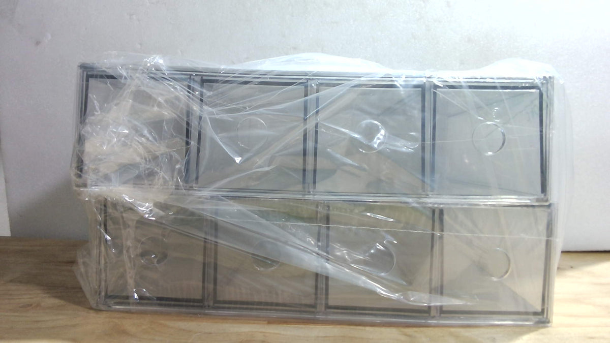 Organizador de Escritorio con 8 Cajones Transparentes – Set de 2, Apilable, Cajones Removibles