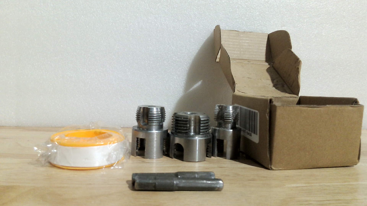 Kit de Roscado para Tuberías Kopdisp – 3 Matrices de Acero Aleado 1/2", 3/4" y 1", Roscado Interno y Externo para PVC