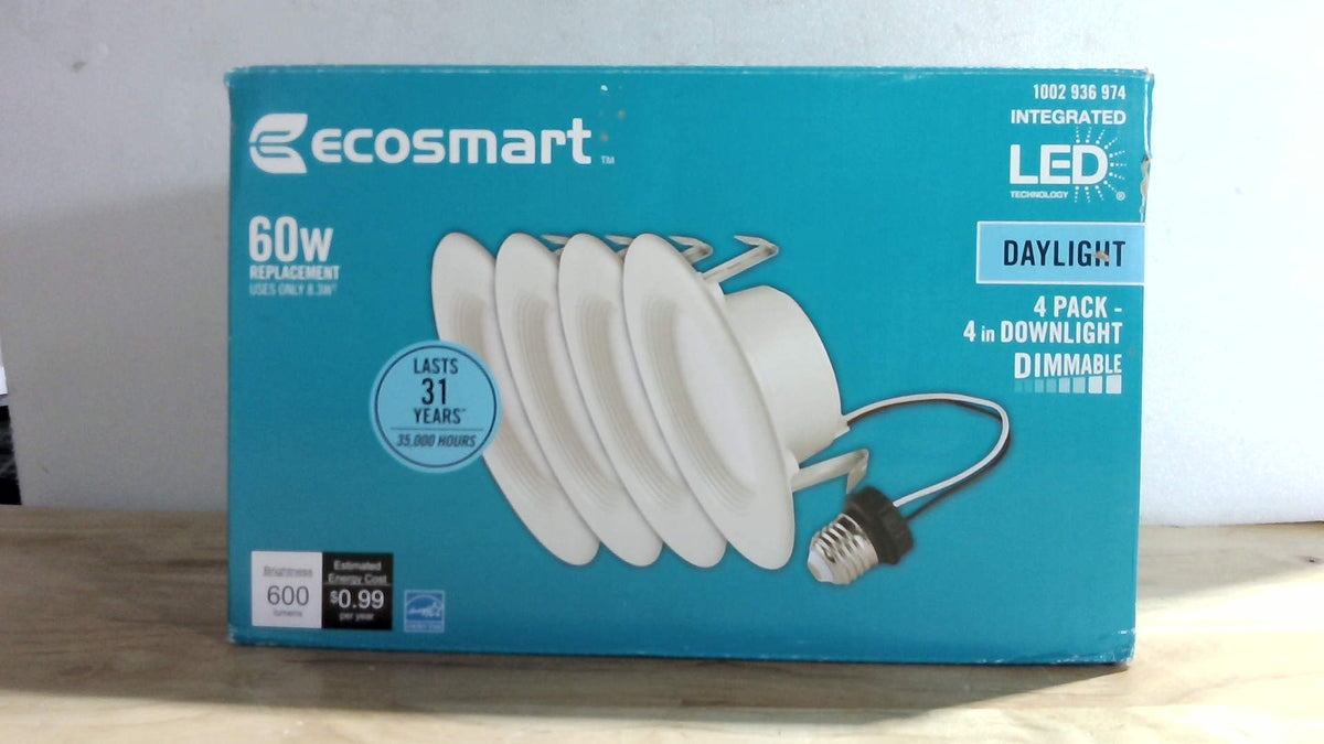 Downlight Empotrable LED Integrado EcoSmart 4 Pulgadas – Luz Diúrna, Color Blanco, Pack de 4