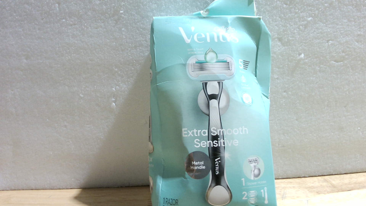 Gillette Venus Extra Smooth Sensitive para Mujer - Mango Metálico + 2 Recambios y Soporte Ducha