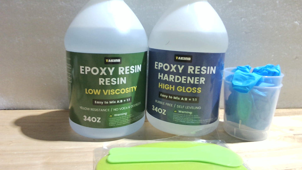 Kit Resina Epoxi Transparente TAKIMO 68 oz - Alto Brillo, Sin Burbujas, Razón 1:1, Joyерía y Arte