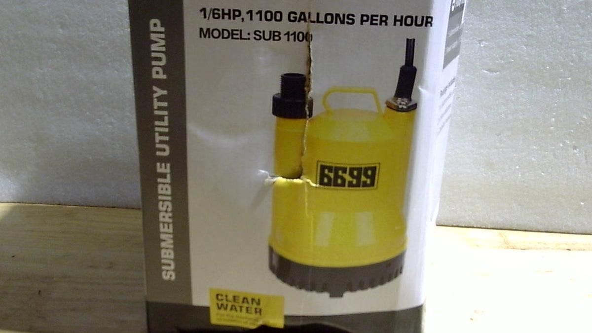 Bomba Sumergible Portátil 6699 SUB1100 1/6 HP – Drenaje de Emergencia para Inundaciones | Sótanos, Piscinas y Calentadores | Cable 3 Metros