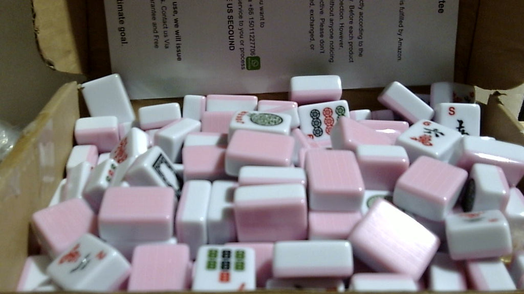 SOULGAME Set de Fichas Mahjong Americano 166 Piezas con Dados Dorados – Juego Completo de Viaje, Fichas Rosas