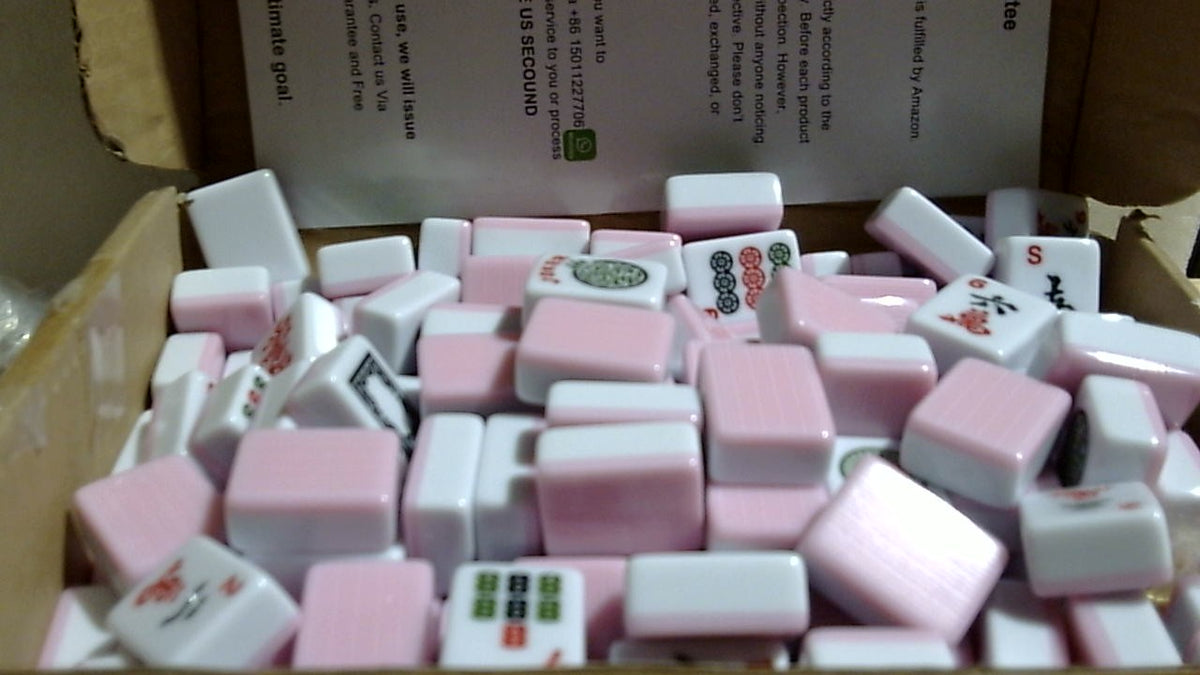 SOULGAME Set de Fichas Mahjong Americano 166 Piezas con Dados Dorados – Juego Completo de Viaje, Fichas Rosas