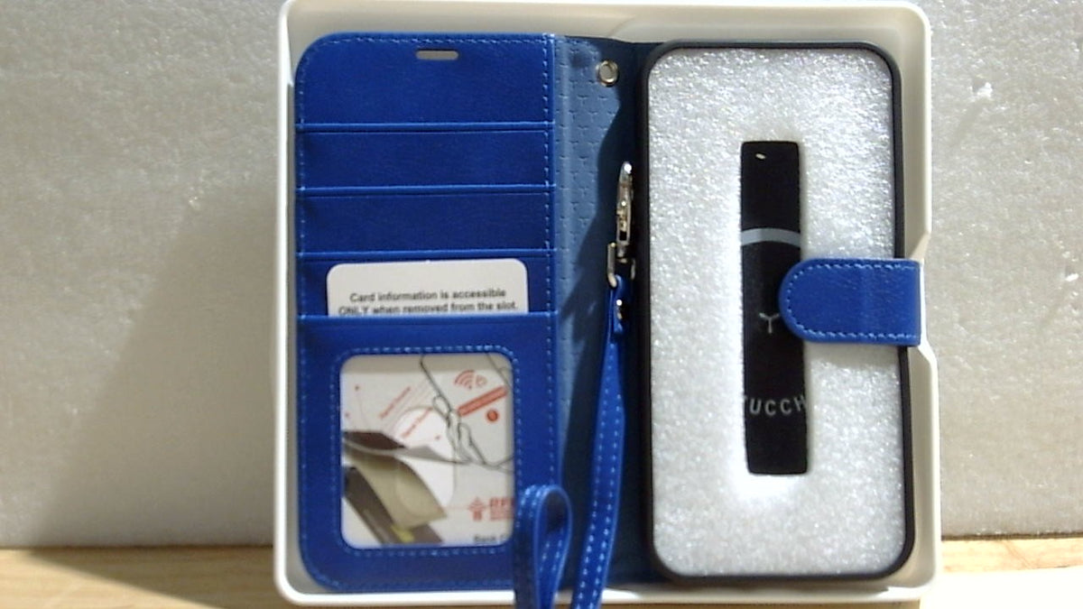 Funda Cartera Azul Klein 2 en 1 TUCCH para iPhone 17e / 16e 6.1" | RFID + Carga Inalámbrica + Correa | 1 Unidad